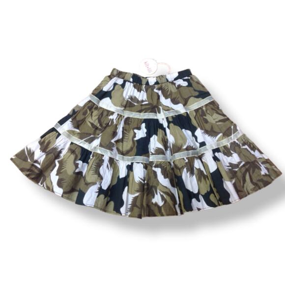 kit + lili Girls Skirt Size 4 Brown‎ Black Floral Print Ribbon Trim Cotton NEW - Picture 3 of 5